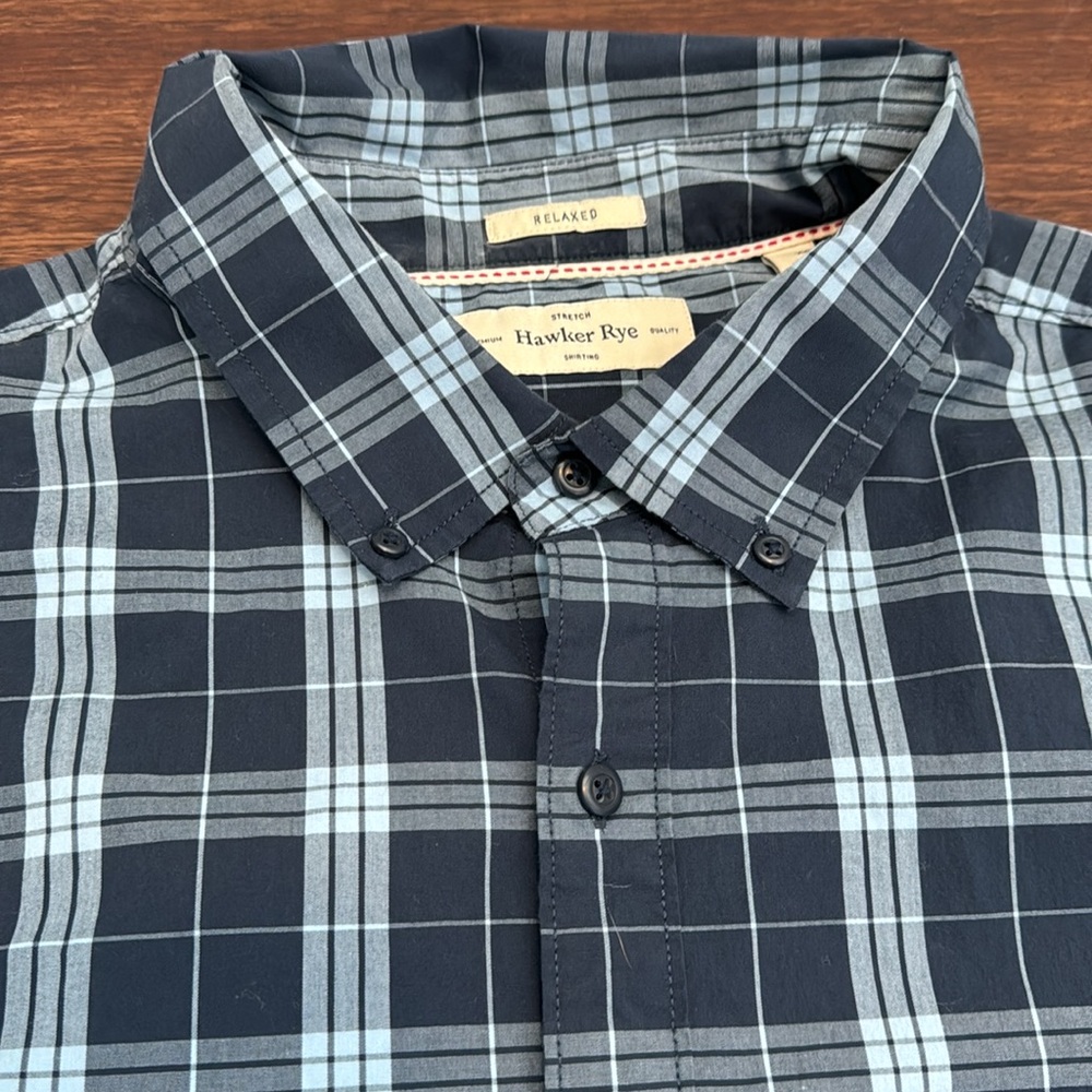 Men’s blue checked button down - Picture 2 of 8